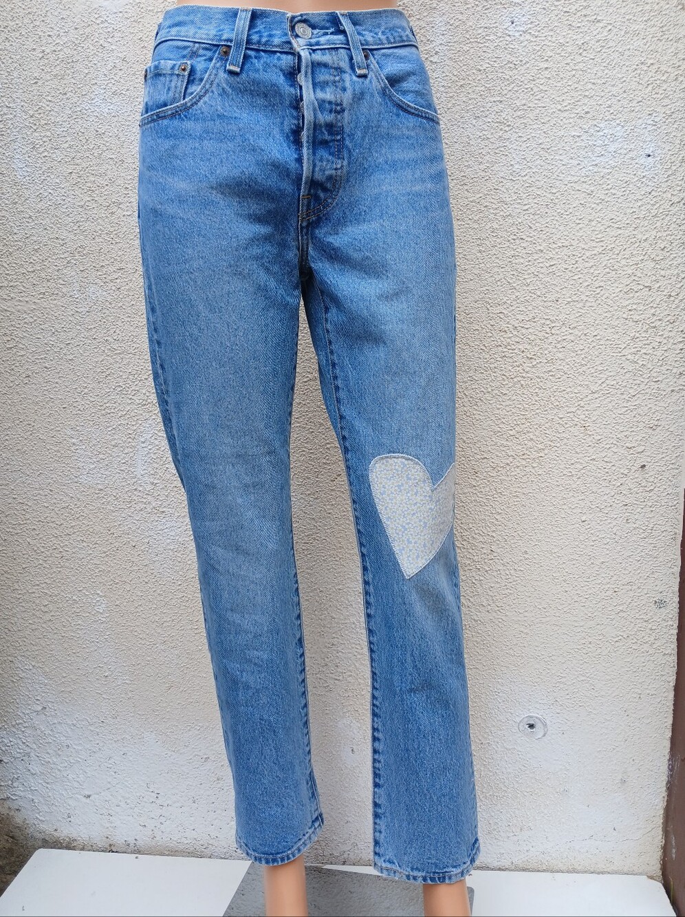 Levi's 501 150th Anniversary Heart Patch Straight Leg Jeans 24x30 NWOT